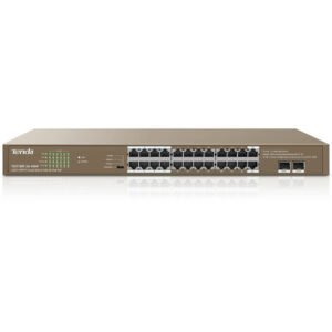 Switch 24 ports Gigabit 10/100/1000 Mbps PoE+ (+ 2 ports combo SFP 1 Gbit/s) | rackable – Tenda TEG1226P-24-410W