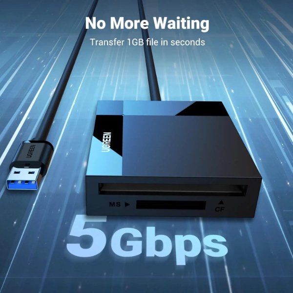 Lecteur de cartes USB 3.0 UGREEN 4-en-1 5 Gbit/s SD TF Micro SD CF MS, câble de 45cm – UGREEN 30231