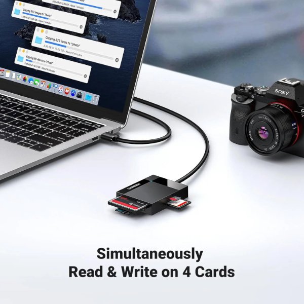 Lecteur de cartes USB 3.0 UGREEN 4-en-1 5 Gbit/s SD TF Micro SD CF MS, câble de 45cm – UGREEN 30231