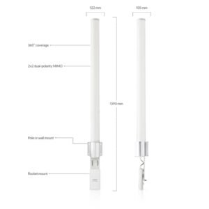 Antenne MIMO omnidirectionnelle 2×2 à double polarité Ubiquiti AirMAX – Ubiquiti airMAX Omni AMO-5G13