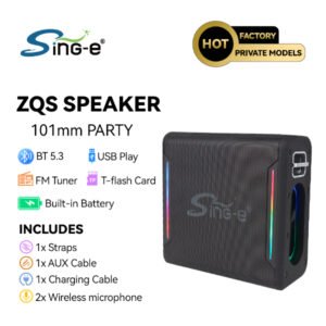 Enceinte / Mini Baffle Bluetooth Karaoké Avec Microphones – SING-E ZQS-V100