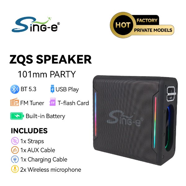 Enceinte / Mini Baffle Bluetooth Karaoké Avec Microphones – SING-E ZQS-V100