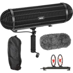 Kit Micro anti-vent professionnel canon modulaire à condensateur avec Filtre micro perche – BOYA BY-WS1000