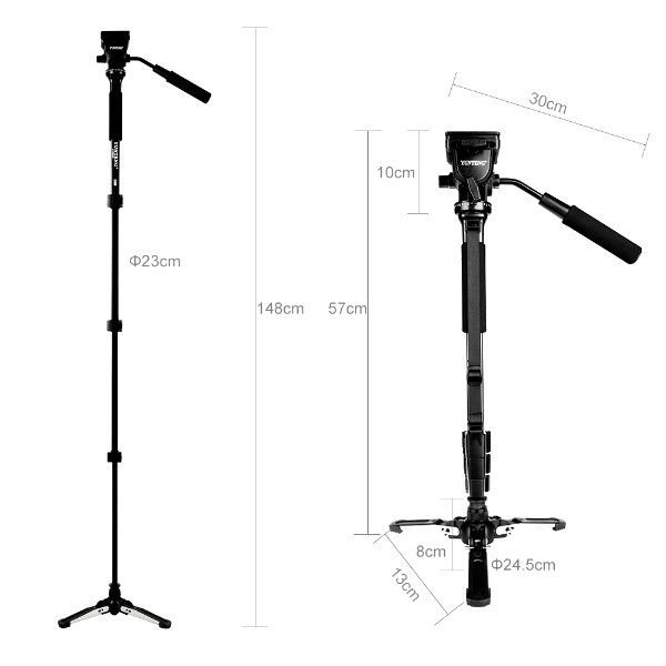 Monopode caméra professionnel avec tête panoramique – YUNTENG VCT-288