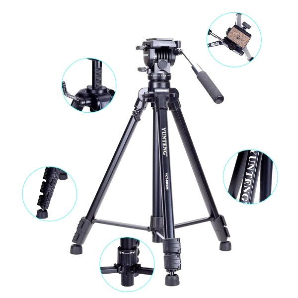Trépied caméra professionnel en aluminium avec tête panoramique – YUNTENG VCT-880