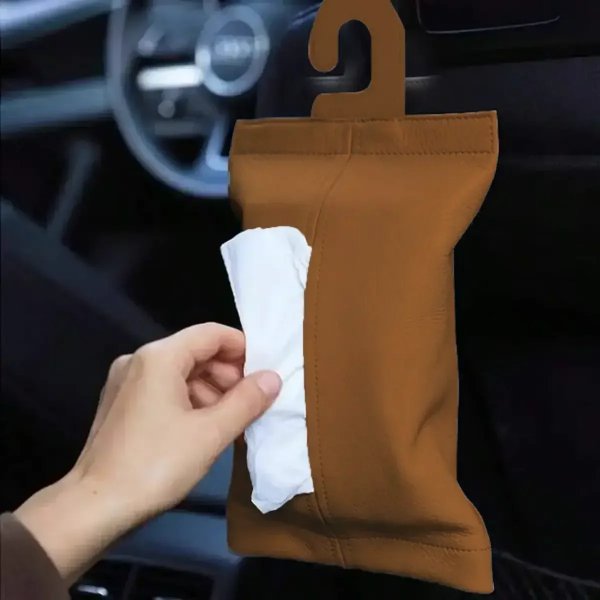 Porte Mouchoirs de voiture en cuir synthétique avec crochets – ZHUSE ZS-CA-009
