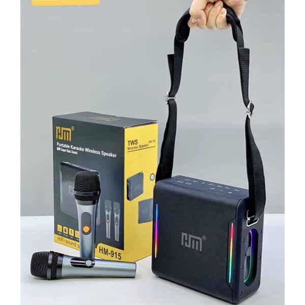 Enceinte / Mini Baffle Bluetooth Karaoké Avec Microphones – Speaker HM-915