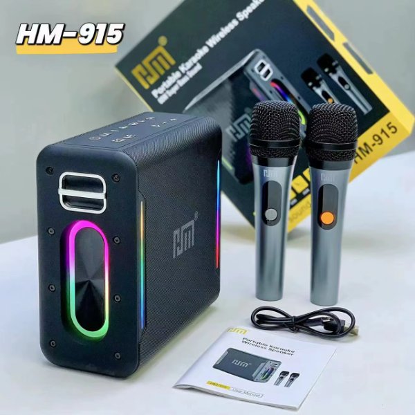 Enceinte / Mini Baffle Bluetooth Karaoké Avec Microphones – Speaker HM-915