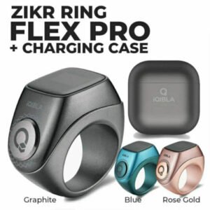 Chapelet electronique / Bague connectée amélioré avec boitier de charge (tailles d’anneau – iQibla Zikr Flex Pro