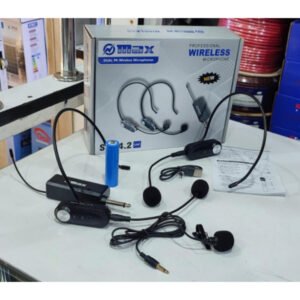 Microphone sans fil 2 canaux – UHF – Casque & Cravate – Rechargeable – Plug & Play – MAX SM-4.2 UHF