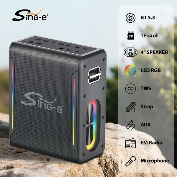 Enceinte / Mini Baffle Bluetooth Karaoké Avec Microphones – SING-E ZQS-V73