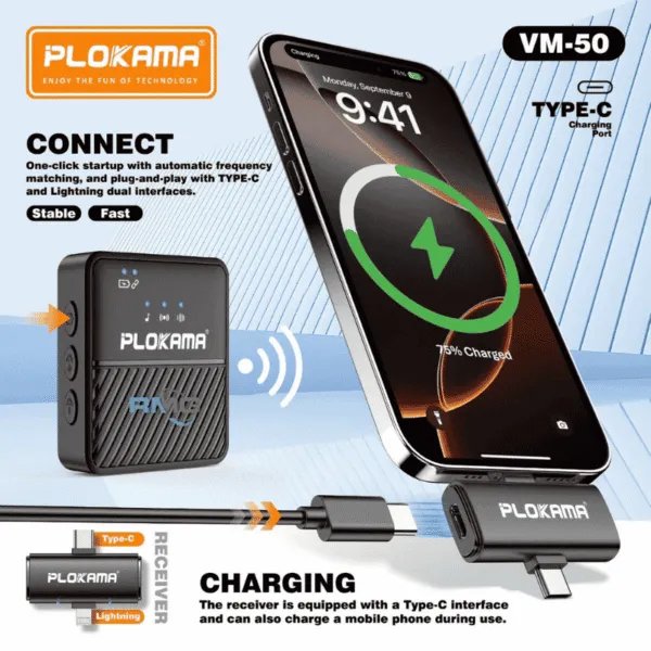 Micro cravate sans fil 2.4GHz1 micro 25m – Plokama Microphone VM-50