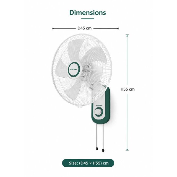 Ventilateur Murale 16 Pouces 50W Blanc/ 16 inch wall Fan – AKKO STAR AK-509399