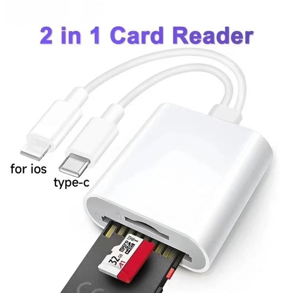 Lecteur carte mémoire Type-C + Lightning OTG 2 en 1 vers adaptateur de cartes mémoire – Type-C to USB Camera Adapter GL-308