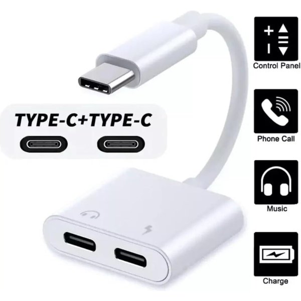 Adaptateur Type-C vers Type-C 2 en 1, charge rapide et audio – 2 in 1 Type-C Headphone Audio&Charge Adapter Digital Decoding JBC038