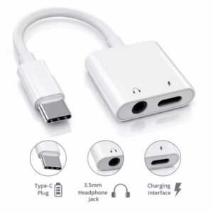 Adaptateur Type-C vers prise casque 3,5 mm 2 en 1, chargeur rapide et répartiteur audio – Type-C to 3.5mm Headphone Jack Charge Adapter Digital Decoding JBC039