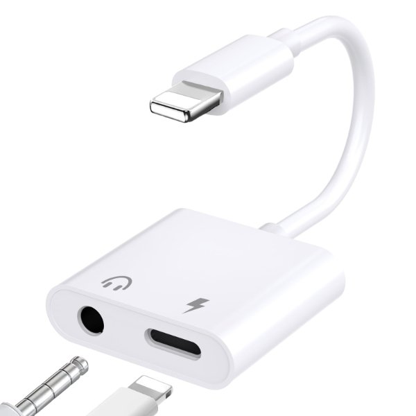 Adaptateur Lightning vers prise casque 3,5 mm 2 en 1, chargeur rapide et répartiteur – Lightning to 3.5mm Adapter JBC029