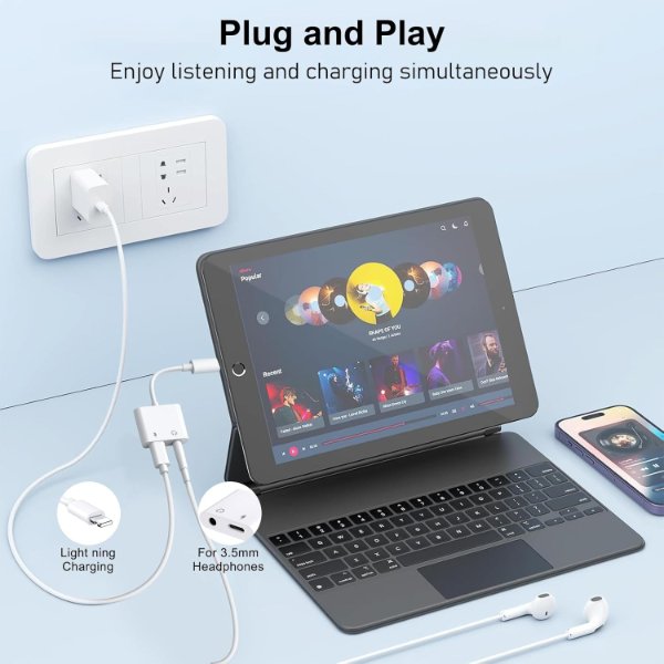 Adaptateur Lightning vers prise casque 3,5 mm 2 en 1, chargeur rapide et répartiteur – Lightning to 3.5mm Adapter JBC029