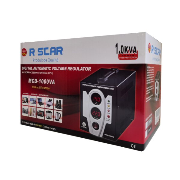Régulateur de tension automatique Digital 1000VA / 1.0KVA, contrôle par microprocesseur – R SCAR MCD-1000VA