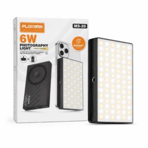 Lampe LED magnétique Rechargeable 6W Pour photo, vidéo et streaming – PLOKAMA MS-20