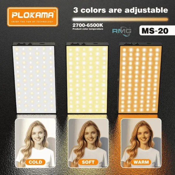 Lampe LED magnétique Rechargeable 6W Pour photo, vidéo et streaming – PLOKAMA MS-20