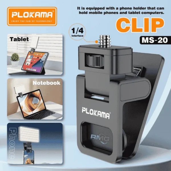 Lampe LED magnétique Rechargeable 6W Pour photo, vidéo et streaming – PLOKAMA MS-20