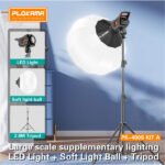 Kit d'éclairage vidéo / Softbox avec Trépied + Projecteur LED 100W + Boule à lumière – PLOKAMA PK-400S KIT A