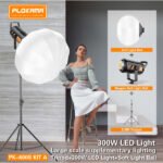 Kit d'éclairage vidéo / Softbox avec Trépied + Projecteur LED 300W + Boule à lumière – PLOKAMA PK-600S KIT A