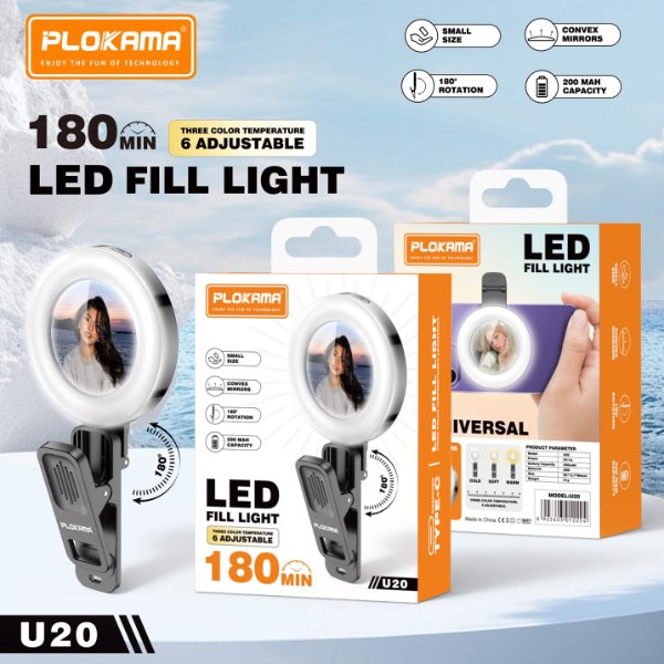Éclairage LED 180 MIN avec 3 températures de couleurs 6 réglables – PLOKAMA U-20