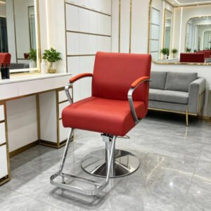 Chaise de barbier professionnelle Simili cuir rouge avec Accoudoirs et repose-pieds en – Chaise Barbier W-AD299