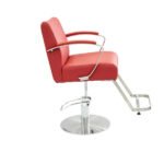 Chaise de barbier professionnelle Simili cuir rouge avec Accoudoirs et repose-pieds en – Chaise Barbier W-AD299