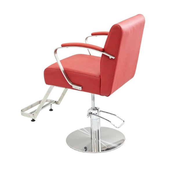 Chaise de barbier professionnelle Simili cuir rouge avec Accoudoirs et repose-pieds en – Chaise Barbier W-AD299