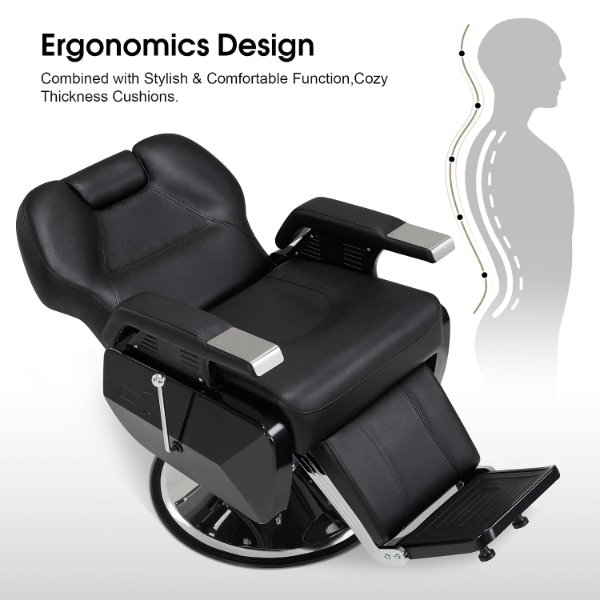 Chaise de barbier professionnelle avec Réglage hydraulique et Repose-pieds intégré – Chaise Barbier W-AF-15A