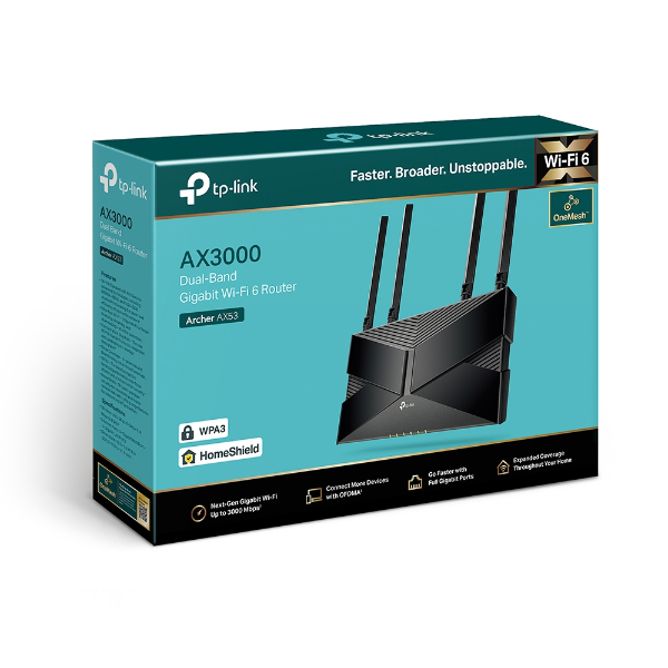 Routeur WiFi 6 AX3000 (AX2402 + AX574) 1 port WAN Gigabit + 4 ports LAN Gigabit – TP-LINK Archer AX53