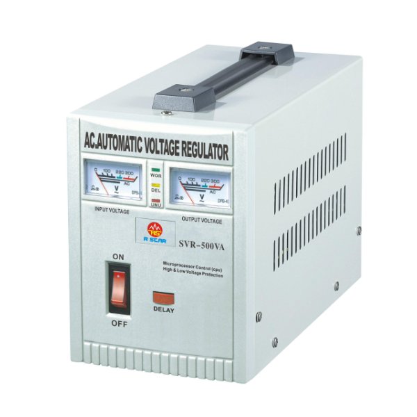 Régulateur de tension automatique 500VA / 0.5KVA, contrôle par microprocesseur – R SCAR SVR-500VA