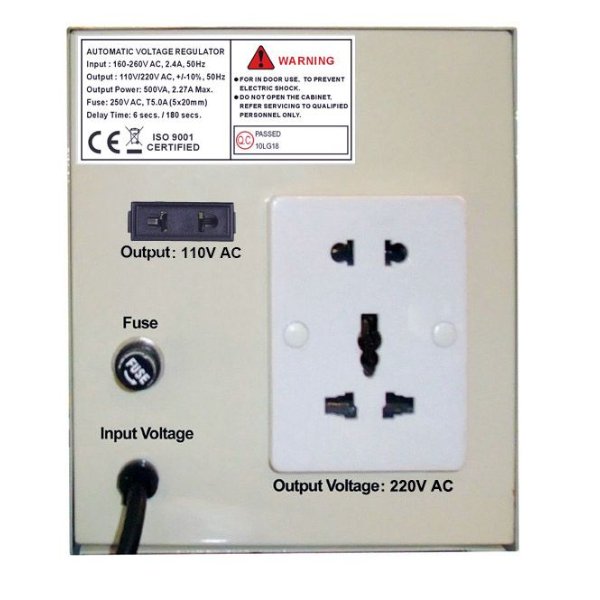 Régulateur de tension automatique 500VA / 0.5KVA, contrôle par microprocesseur – R SCAR SVR-500VA